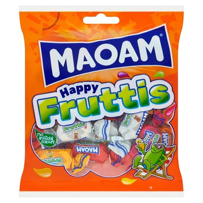 Obrázek Maoam Happy Fruttis karamely s příchutěmi ovocnou a kolovou 100g