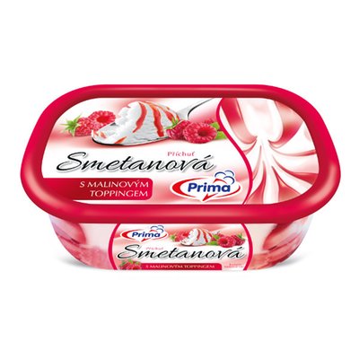 Obrázek Smetanová zmrzlina s malinovým toppingem