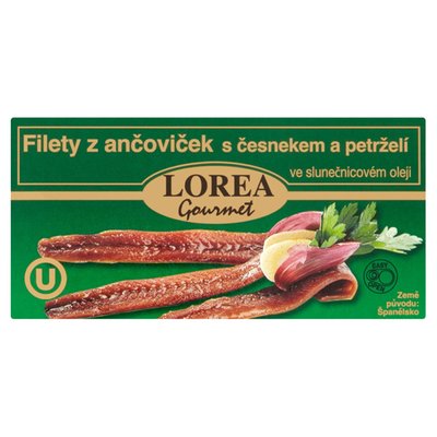 Obrázek Filety z ančoviček v rostlinném oleji s česnekem 50 g