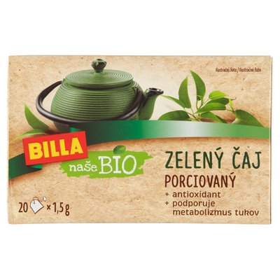 Obrázek BILLA BIO Zelený čaj porcovaný 20 x 1,5g (30g)