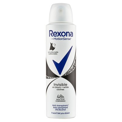 Obrázek Rexona Invisible on Black + White Clothes antiperspirant sprej 150ml