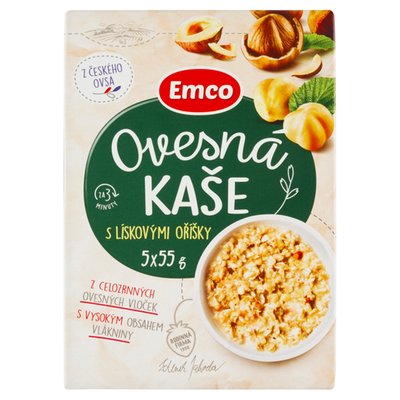 Obrázek Emco Ovesná kaše s lískovými oříšky 5 x 55g (275g)