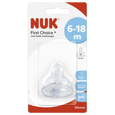 Obrázek NUK First Choice+ Silikonová savička M - mléko (0-6m.)