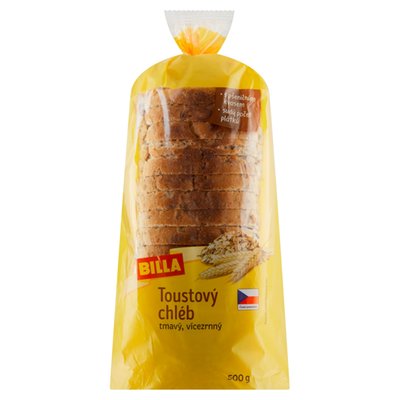 Obrázek BILLA Toustový chléb tmavý vícezrnný 500g
