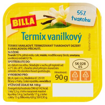 Obrázek BILLA Termix vanilkový 90g