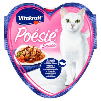 Obrázek Vitakraft Poésie Sauce + treska & těstoviny v rajčatové omáčce 85g
