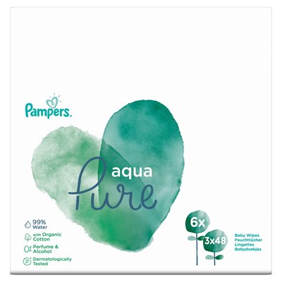 Obrázek Pampers Aqua Pure Dětské Čisticí Ubrousky 3 Balení = 144 Ubrousků