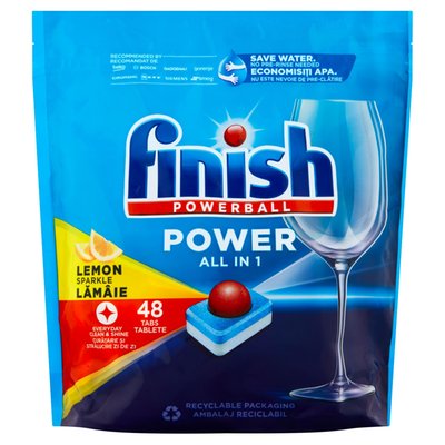 Obrázek Finish Powerball Power All in 1 Lemon Sparkle tablety do myčky nádobí 48 ks 768g