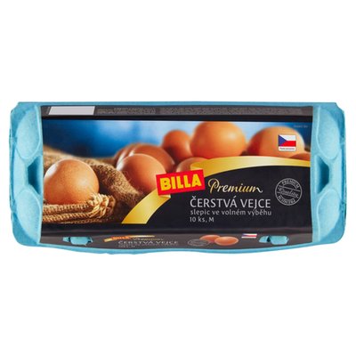 Obrázek BILLA Premium Čerstvá vejce slepic ve volném výběhu M 10 ks