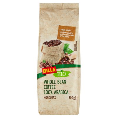 Obrázek BILLA BIO Honduras pražená zrnková káva 100% Arabica 500g