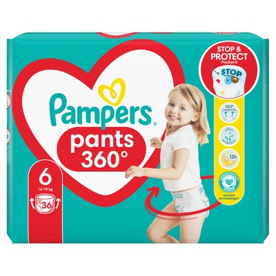 Obrázek Pampers  Plenkové Kalhotky Velikost 6, 36 dětské plenky, 14kg-19kg