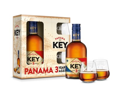 Obrázek Key Rum Panama 3YO 38% 0,5l + 2x sklenička