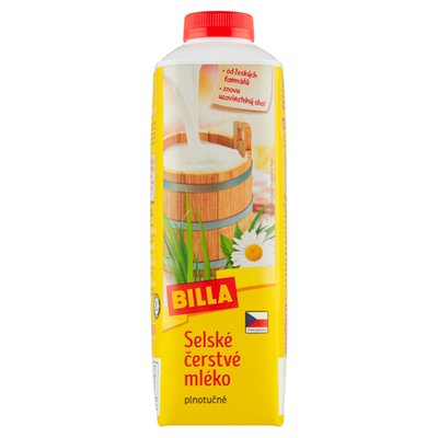 Obrázek BILLA Selské čerstvé mléko plnotučné 1l