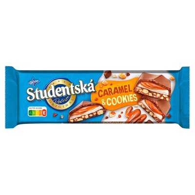 Obrázek ORION STUDENTSKÁ PEČEŤ Caramel & Cookies, čokoláda s kousky sušenek a karamelovou náplní 235g