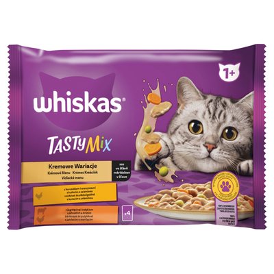 Obrázek Whiskas Tasty Mix krémové menu ve šťávě 4 x 85g (340g)
