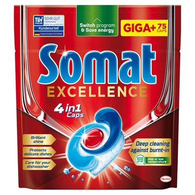 Obrázek Somat Excellence 4v1 kapsle do automatické myčky na nádobí 75 x 17,3g (1297,5g)