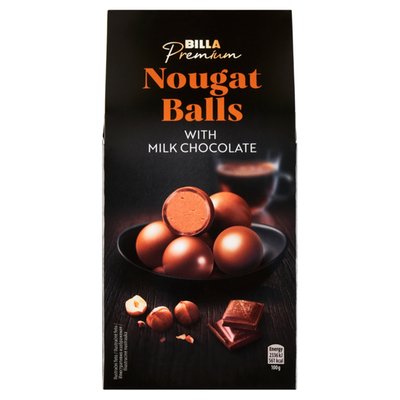 Obrázek BILLA Premium Bonbony z mléčné čokolády plněné lískooříškovo-nugátovou náplní 140g